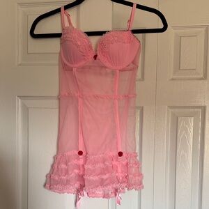 Victoria's Secret Pink Sheer Lace Chemise